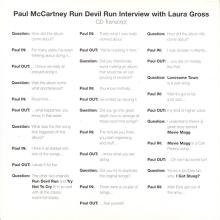 UK 1999 10 04 - RUN DEVIL RUN - PAUL McCARTNEY - INTERVIEW DISC - RDR INT006 - PROMO - pic 1