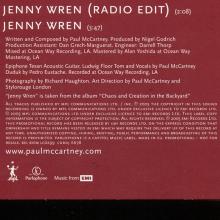 UK 2005 11 21 - JENNY WREN - PAUL McCARTNEY - CDRDJ 6678 - EU  PROMO CD - pic 3