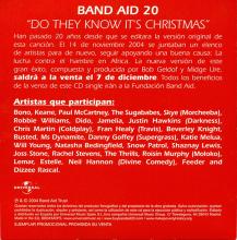 SPAIN 2004 11 24 - BAND AID 20 - DO THEY KNOW IT'S CHRISTMAS? - PROMO CD - pic 2