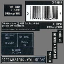 1988 uk14CD The Beatles Past Masters - Volume One - CDP 7 90043 2 ⁄ CD-BPM 1 / BEATLES CD DISCOGRAPHY UK - pic 1