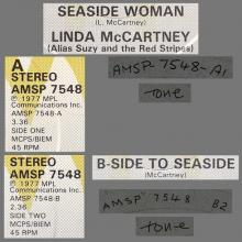 1980 07 18 LINDA McCARTNEY ALIAS SUZY AND THE RED STRIPES - SEASIDE WOMAN ⁄ B-SIDE TO SEASIDE - AMSP 7548 - 12 INCH - UK - pic 3