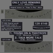 1986 12 01 PAUL McCARTNEY 0NLY LOVE REMAINS - 12R 6148 - 3 TRACKS 12 INCH - UK - pic 1
