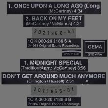 1987 11 16 PAUL McCARTNEY ONCE UPON A LONG AGO - K 060 20 2186 6 - 5 099920 21866 9 - 4 TRACKS 12 INCH - GERMANY / HOLLAND - pic 1