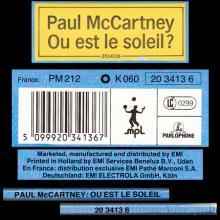 1989 11 13 PAUL McCARTNEY OU EST LE SOLEIL ? - K060 20 3413 6 - 5 099920 341367 - 3 TRACKS 12 INCH - FRANCE - HOLLAND  - pic 1