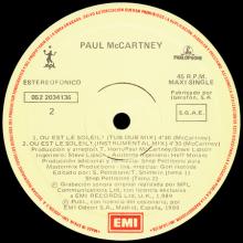 1989 11 13 PAUL McCARTNEY OU EST LE SOLEIL ? - MAXI GINGLE 45 RPM - 052 20 3413 6 - 3 TRACKS 12 INCH - SPAIN - pic 6