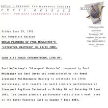 1991 06 28 a  World Premiere Of Paul McCartney's Liverpool Oratorio - Press Release - pic 11