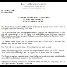 1991 06 28 b World Premiere Of Paul McCartney's Liverpool Oratorio - Press Release - pic 5