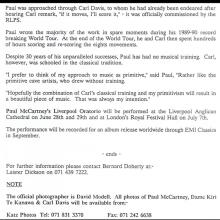 1991 06 28 b World Premiere Of Paul McCartney's Liverpool Oratorio - Press Release - pic 7
