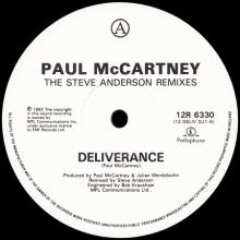 1993 01 05 PAUL McCARTNEY  THE STEVE ANDERSON REMIXES - DELIVERANCE - 12R 6330 - 3 TRACKS - 12 INCH - UK - pic 3