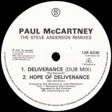 1993 01 05 PAUL McCARTNEY  THE STEVE ANDERSON REMIXES - DELIVERANCE - 12R 6330 - 3 TRACKS - 12 INCH - UK - pic 4