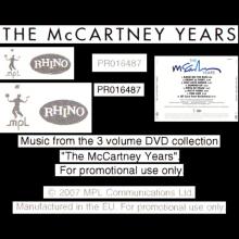 UK 2007 11 12 - PAUL McCARTNEY - THE McCARTNEY YEARS - RHINO PRO 16487 - PROMO CD - EU/UK  - pic 1