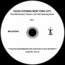 UK 2009 11 17 - GOOD EVENING NEW YORK CITY - PMcC'S HISTORIC CITI FIELD OPENING SHOW - MPLDVD011 - PROMO DVD 1 & 2 - pic 1