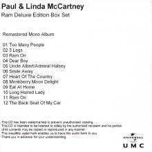 UK 2012 05 21 - PAUL & LINDA MCCARTNEY RAM DELUXE EDITION BOX SET - PROMO (5 CDR SET) - pic 1