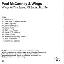 UK 2014 11 03 - PAUL MCCARTNEY & WINGS AT THE SPEED OF SOUND -ARCHIVE COLLECTION - MPL - CONCORD UNIVERSAL HEAR MUSIC PROMO CDR - pic 2