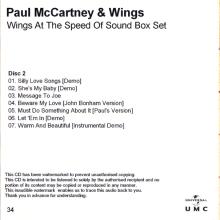 UK 2014 11 03 - PAUL MCCARTNEY & WINGS AT THE SPEED OF SOUND -ARCHIVE COLLECTION - MPL - CONCORD UNIVERSAL HEAR MUSIC PROMO CDR - pic 4