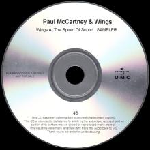 UK 2014 11 03 - PAUL MCCARTNEY & WINGS AT THE SPEED OF SOUND -ARCHIVE COLLECTION - SAMPLER PROMO CDR - pic 3