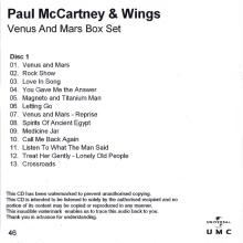 UK 2014 11 03 - PAUL MCCARTNEY & WINGS VENUS AND MARS -ARCHIVE COLLECTION - MPL - CONCORD - UNIVERSAL - HEAR MUSIC PROMO CDR - pic 2