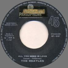 yu010 All You Need Is Love ⁄ Baby You're A Rich Man ⁄ SP 8137 -BEATLES DISCOGRAPHY YUGOSLAVIA - pic 4